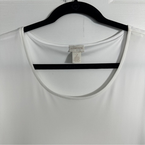 Chico's Sz. 2 (Lg) colorblock maxi dress, stretch, white/black, flowy - Picture 4 of 10